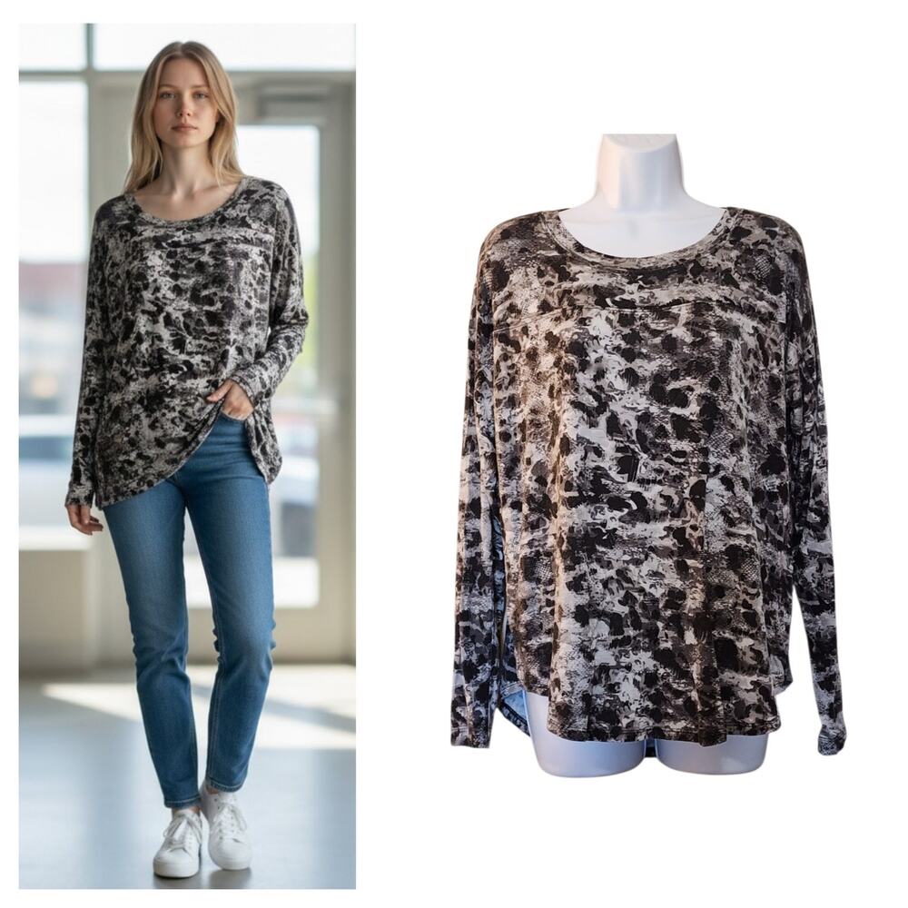 Peyton Jensen Womens Slinky Stretch Knit Tee Size S Gray Long Sleeve Tunic Top